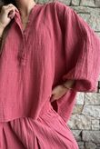 Annie Cushion Cotton Laurie Blouse Rhubard Rose